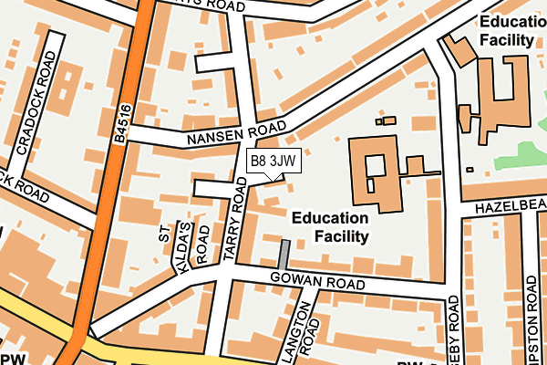 B8 3JW map - OS OpenMap – Local (Ordnance Survey)