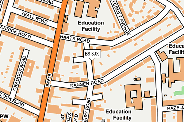 B8 3JX map - OS OpenMap – Local (Ordnance Survey)