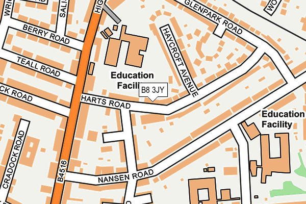 B8 3JY map - OS OpenMap – Local (Ordnance Survey)