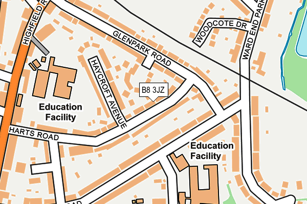 B8 3JZ map - OS OpenMap – Local (Ordnance Survey)