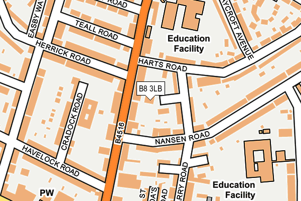 B8 3LB map - OS OpenMap – Local (Ordnance Survey)