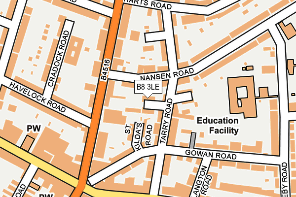 B8 3LE map - OS OpenMap – Local (Ordnance Survey)