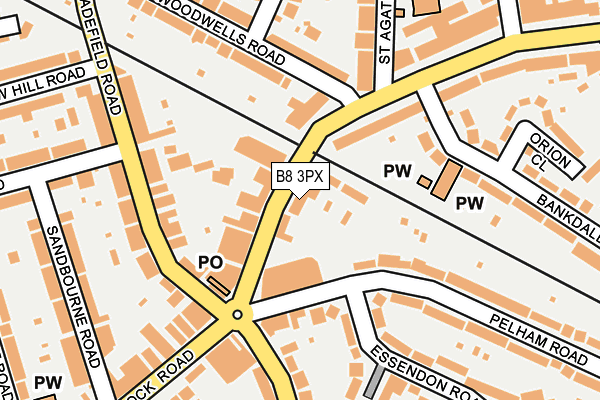 B8 3PX map - OS OpenMap – Local (Ordnance Survey)