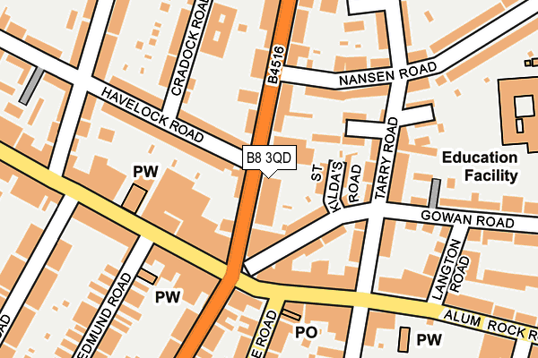 B8 3QD map - OS OpenMap – Local (Ordnance Survey)