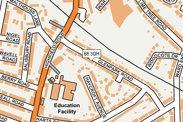 B8 3QH map - OS OpenMap – Local (Ordnance Survey)