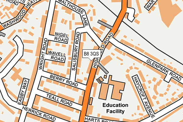 B8 3QS map - OS OpenMap – Local (Ordnance Survey)