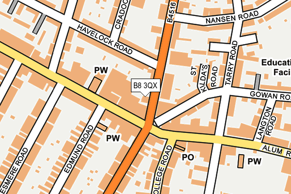 B8 3QX map - OS OpenMap – Local (Ordnance Survey)