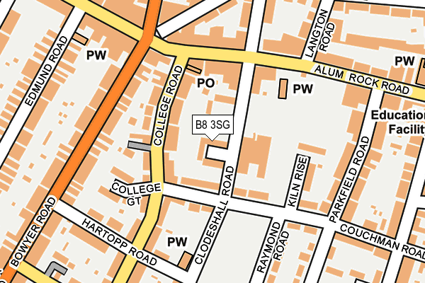 B8 3SG map - OS OpenMap – Local (Ordnance Survey)