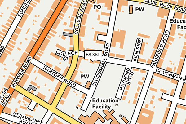 B8 3SL map - OS OpenMap – Local (Ordnance Survey)