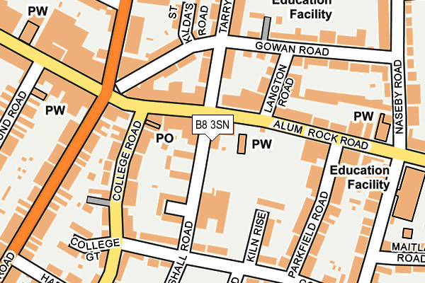 B8 3SN map - OS OpenMap – Local (Ordnance Survey)