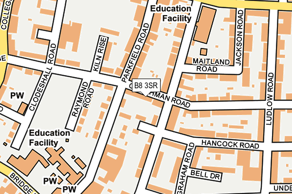 B8 3SR map - OS OpenMap – Local (Ordnance Survey)
