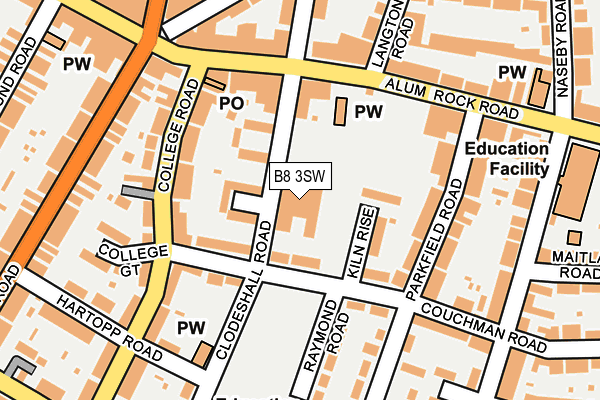 B8 3SW map - OS OpenMap – Local (Ordnance Survey)