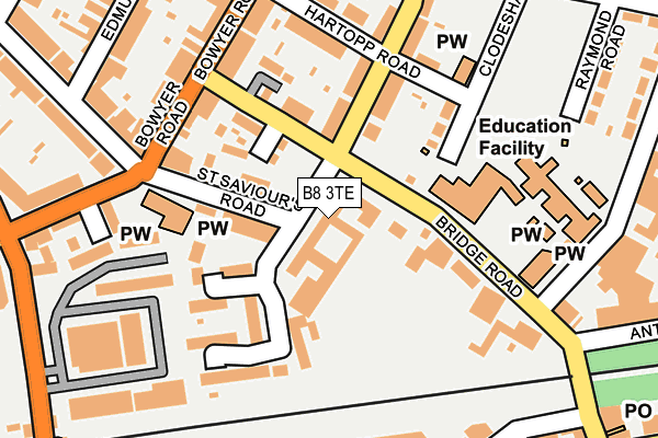 B8 3TE map - OS OpenMap – Local (Ordnance Survey)