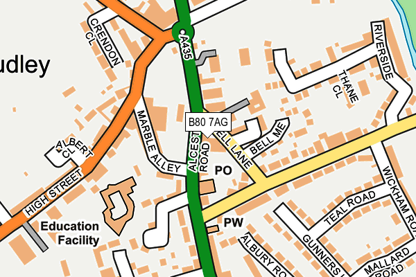 B80 7AG map - OS OpenMap – Local (Ordnance Survey)