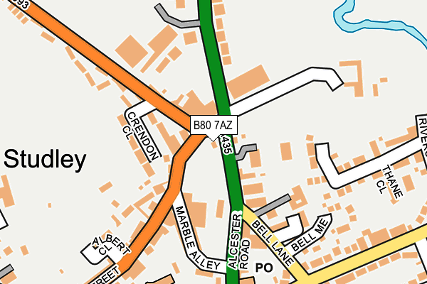 B80 7AZ map - OS OpenMap – Local (Ordnance Survey)