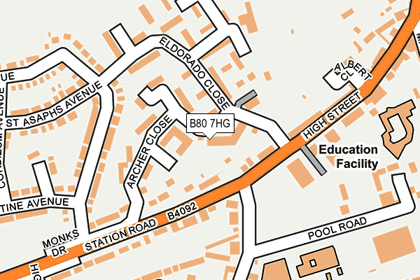 B80 7HG map - OS OpenMap – Local (Ordnance Survey)