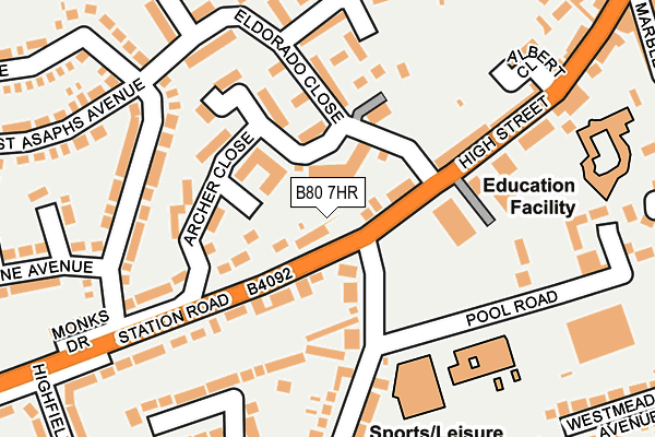 B80 7HR map - OS OpenMap – Local (Ordnance Survey)