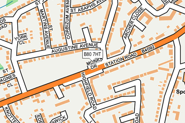 B80 7HT map - OS OpenMap – Local (Ordnance Survey)