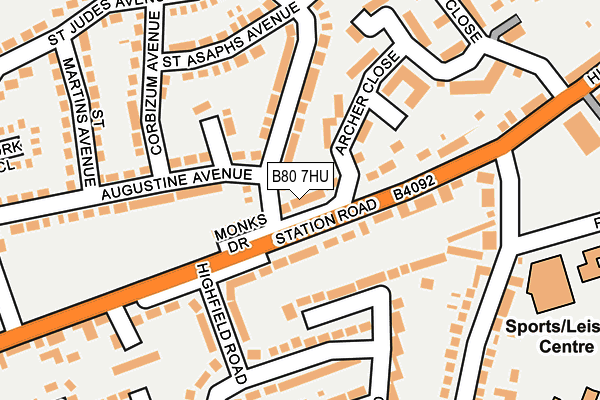 B80 7HU map - OS OpenMap – Local (Ordnance Survey)