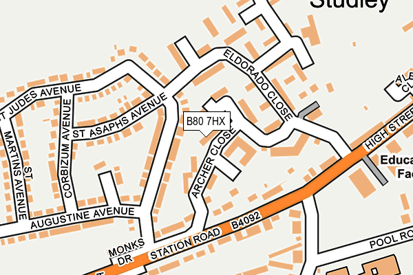 B80 7HX map - OS OpenMap – Local (Ordnance Survey)