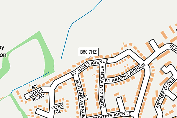 B80 7HZ map - OS OpenMap – Local (Ordnance Survey)