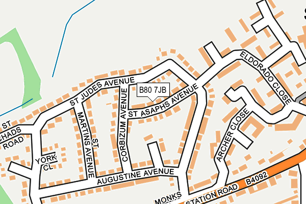 B80 7JB map - OS OpenMap – Local (Ordnance Survey)