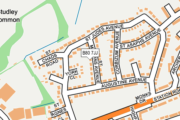 B80 7JJ map - OS OpenMap – Local (Ordnance Survey)