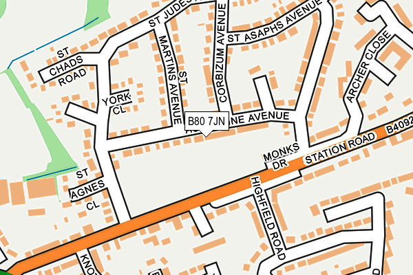 B80 7JN map - OS OpenMap – Local (Ordnance Survey)