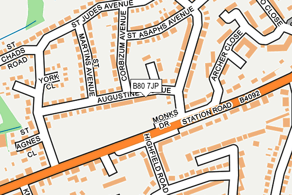 B80 7JP map - OS OpenMap – Local (Ordnance Survey)