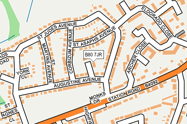 B80 7JR map - OS OpenMap – Local (Ordnance Survey)