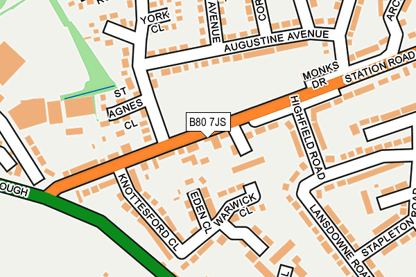 B80 7JS map - OS OpenMap – Local (Ordnance Survey)