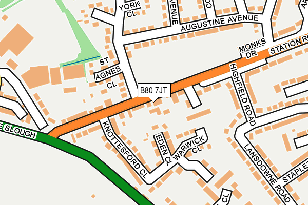B80 7JT map - OS OpenMap – Local (Ordnance Survey)