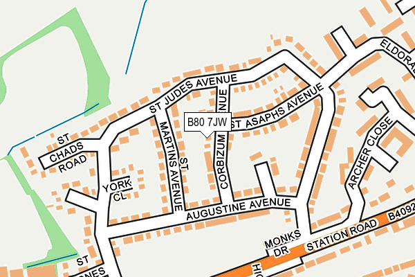 B80 7JW map - OS OpenMap – Local (Ordnance Survey)
