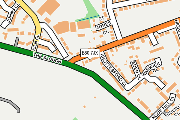 B80 7JX map - OS OpenMap – Local (Ordnance Survey)