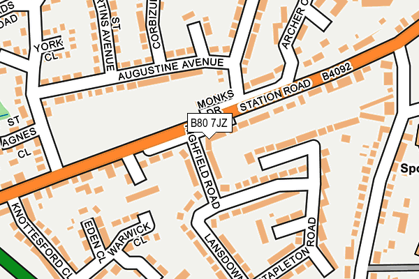 B80 7JZ map - OS OpenMap – Local (Ordnance Survey)