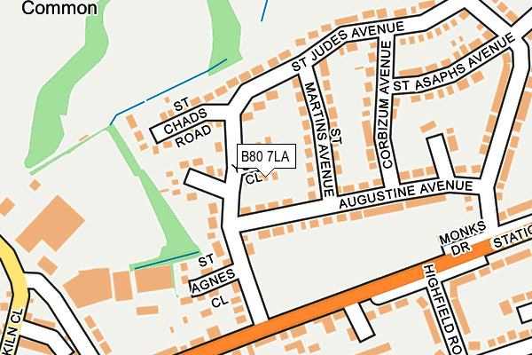 B80 7LA map - OS OpenMap – Local (Ordnance Survey)