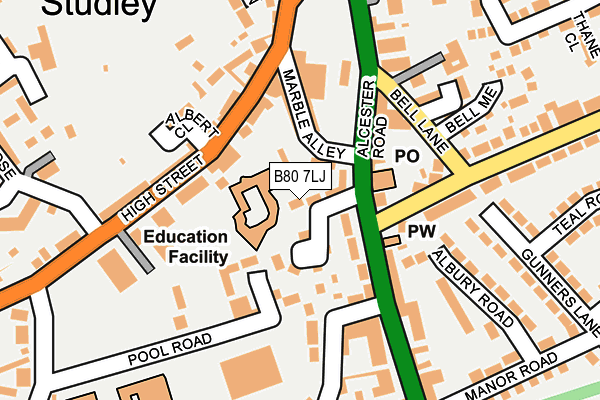 B80 7LJ map - OS OpenMap – Local (Ordnance Survey)