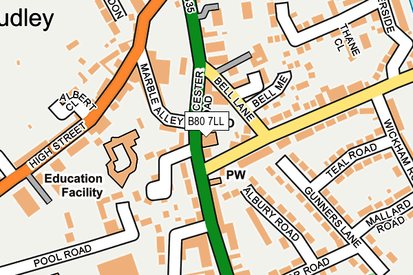 B80 7LL map - OS OpenMap – Local (Ordnance Survey)