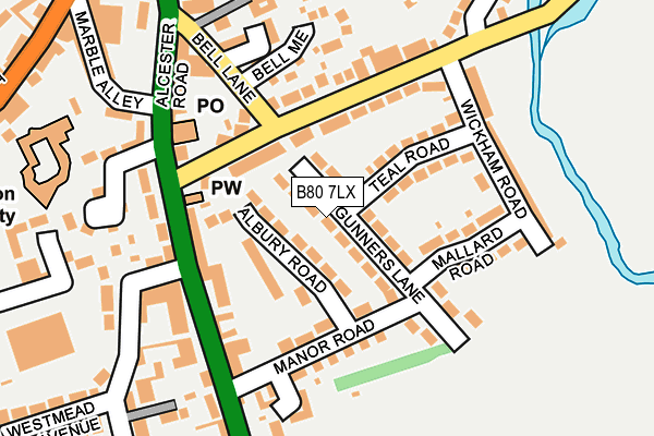 B80 7LX map - OS OpenMap – Local (Ordnance Survey)