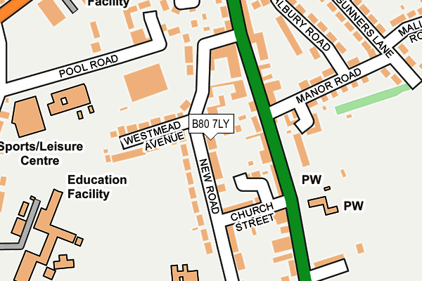 B80 7LY map - OS OpenMap – Local (Ordnance Survey)