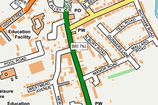 B80 7NJ map - OS OpenMap – Local (Ordnance Survey)