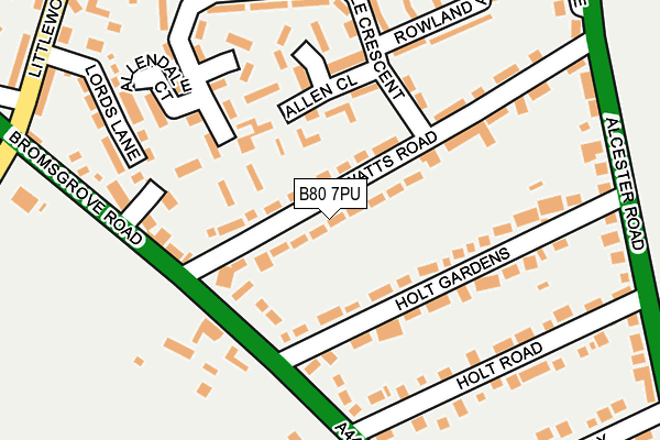 B80 7PU map - OS OpenMap – Local (Ordnance Survey)