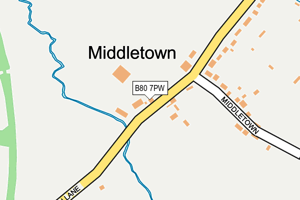 B80 7PW map - OS OpenMap – Local (Ordnance Survey)