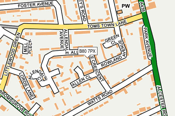 B80 7PX map - OS OpenMap – Local (Ordnance Survey)
