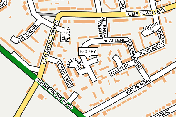 B80 7PY map - OS OpenMap – Local (Ordnance Survey)