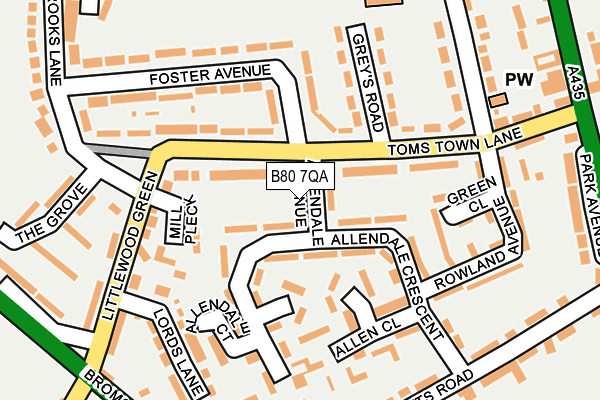 B80 7QA map - OS OpenMap – Local (Ordnance Survey)