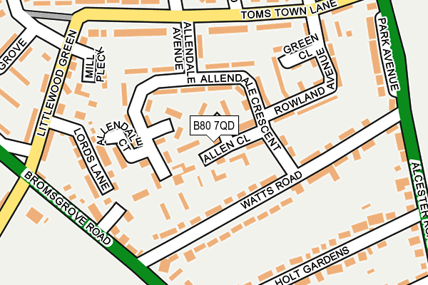 B80 7QD map - OS OpenMap – Local (Ordnance Survey)