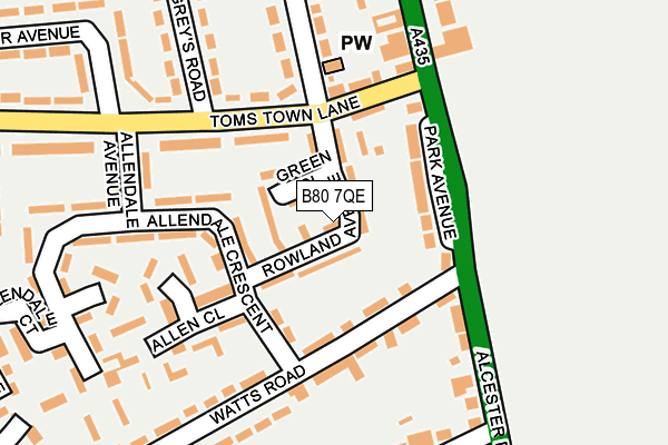B80 7QE map - OS OpenMap – Local (Ordnance Survey)