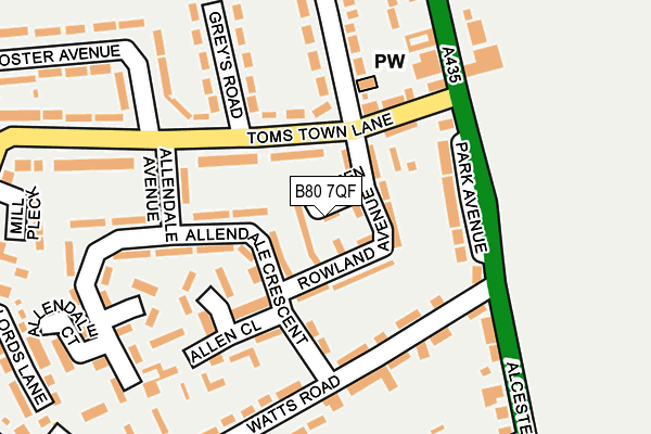 B80 7QF map - OS OpenMap – Local (Ordnance Survey)