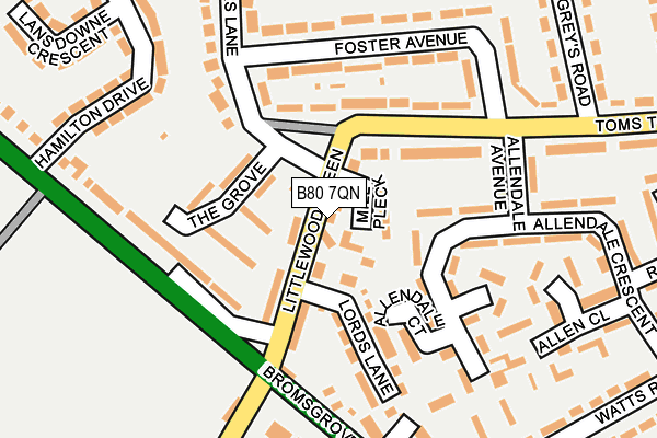 B80 7QN map - OS OpenMap – Local (Ordnance Survey)